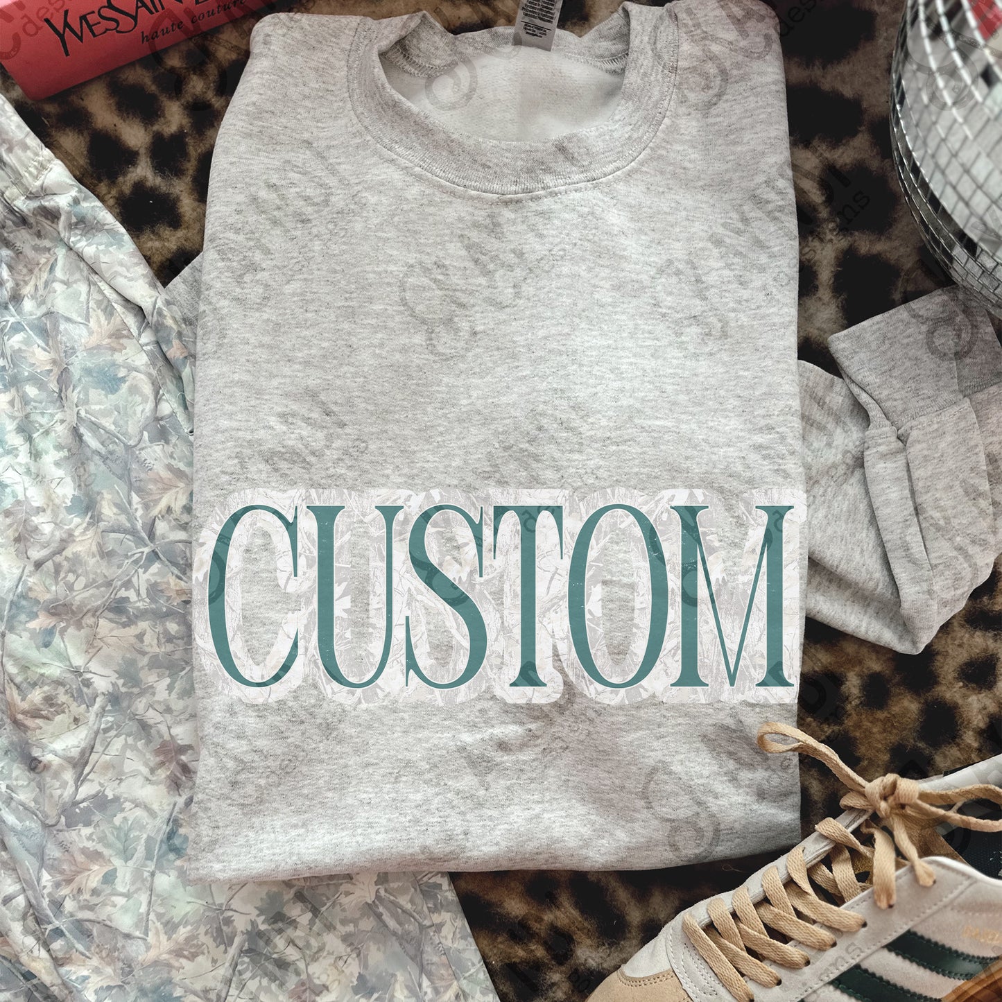 Custom Camo Gray Green Sublimation Design PNG Digital Download Printable Camo Gray Grey Green Text Custom