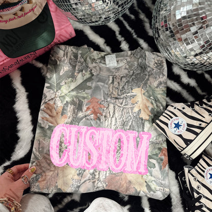 Custom Camo Pink Sublimation Design PNG Digital Download Printable Pink Camo Custom Text