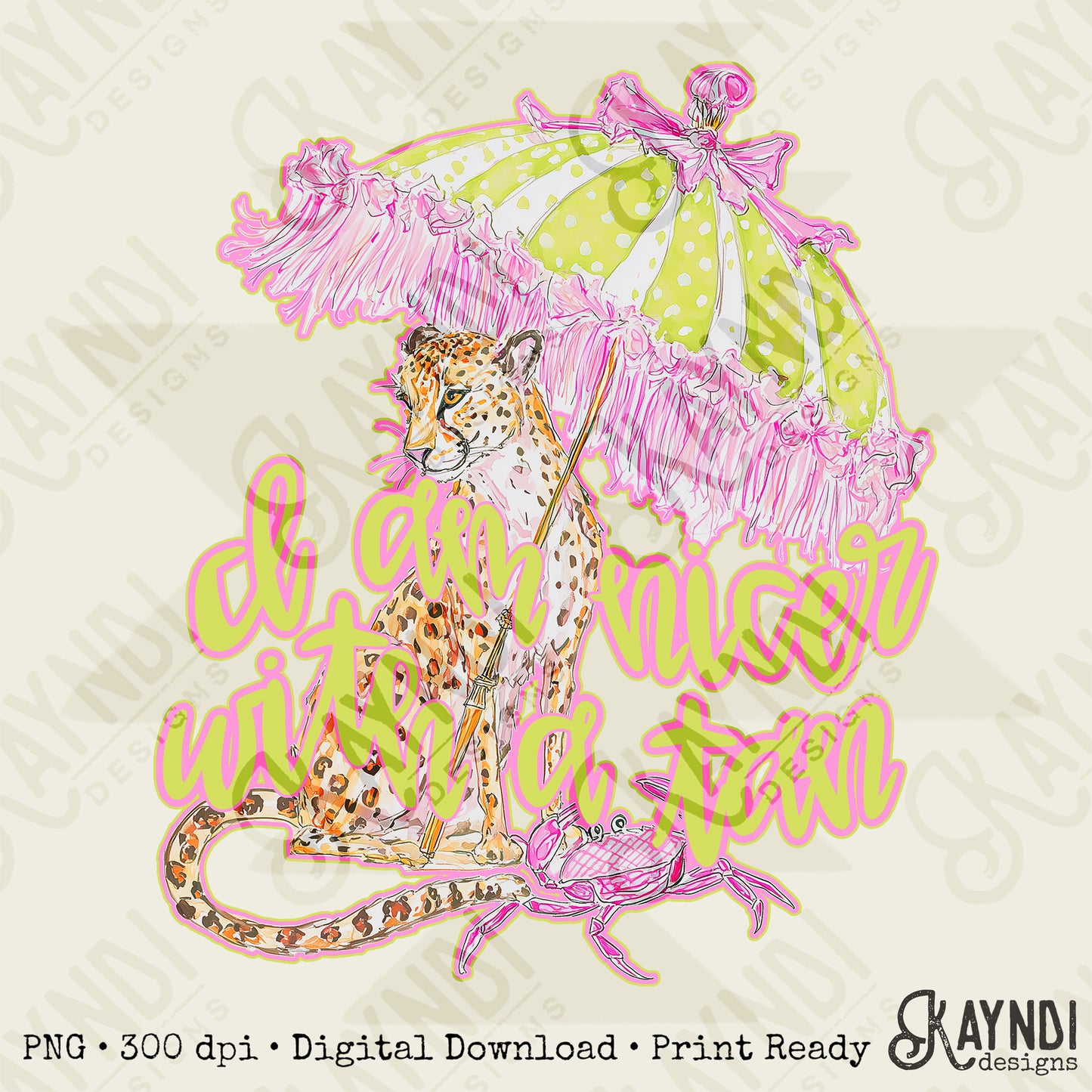 I am Nicer with a Tan Sublimation Design PNG Digital Download Leopard Cheetah Brach Preppy
