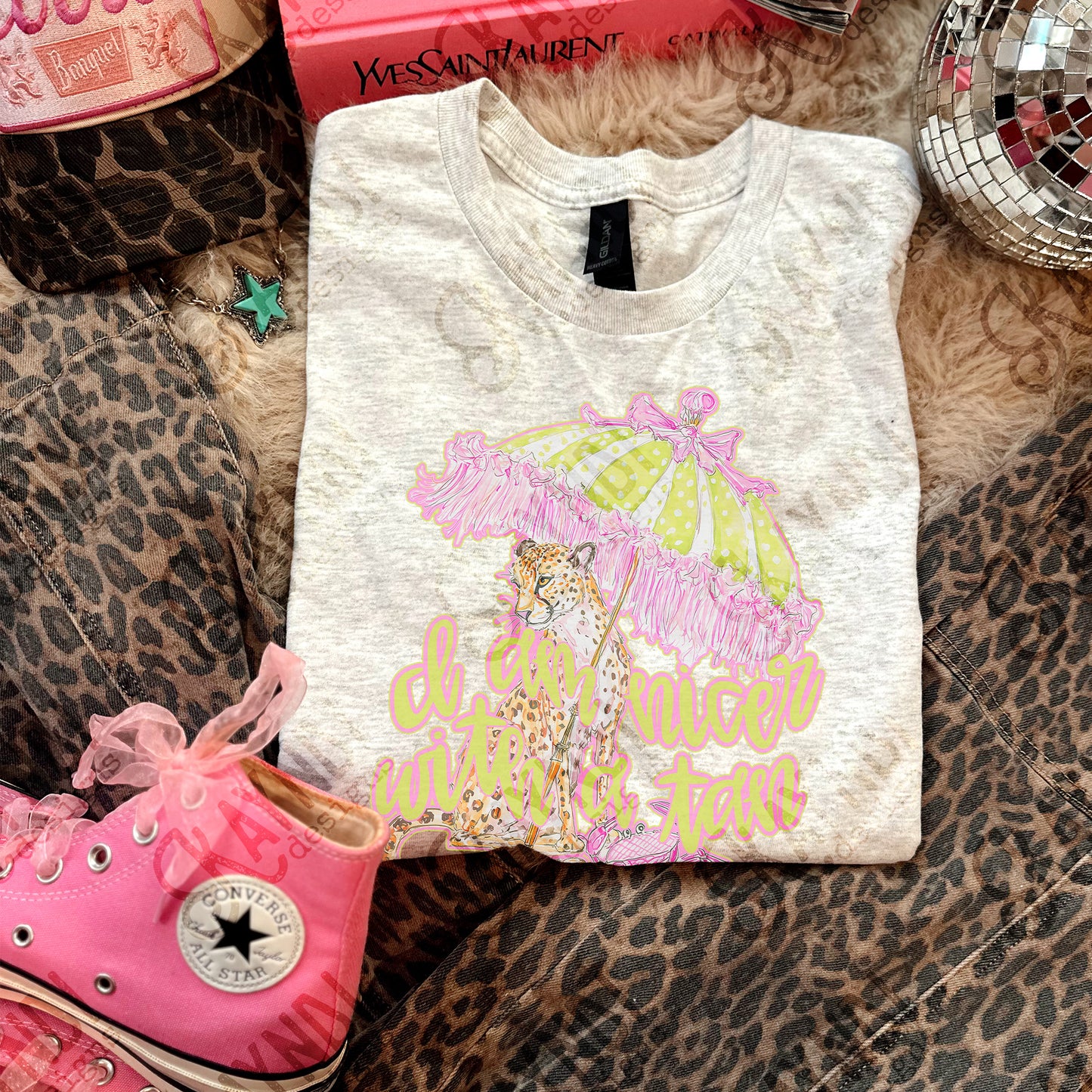 I am Nicer with a Tan Sublimation Design PNG Digital Download Leopard Cheetah Brach Preppy