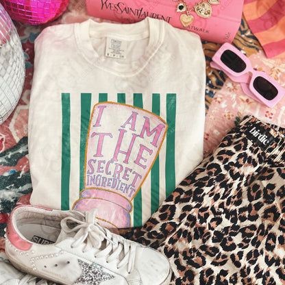 I am the Secret Ingredient Sublimation Design PNG Digital Download Pink Green Stripes
