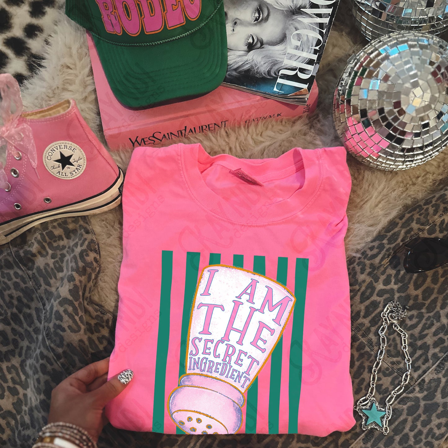 I am the Secret Ingredient Sublimation Design PNG Digital Download Pink Green Stripes