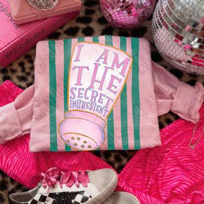 I am the Secret Ingredient Sublimation Design PNG Digital Download Pink Green Stripes