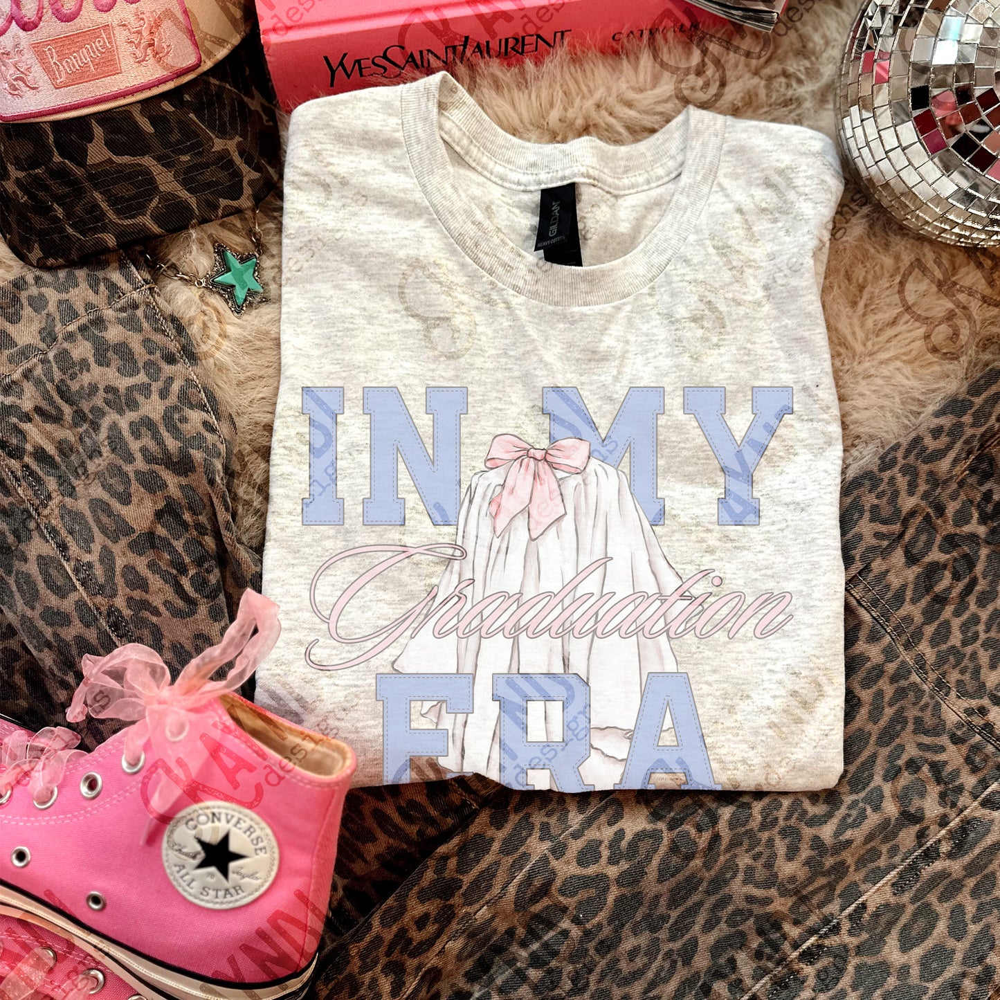 In my Graduation Era Sublimation Design PNG Digital Download 2026 Grad Gown Blue Pink Bow