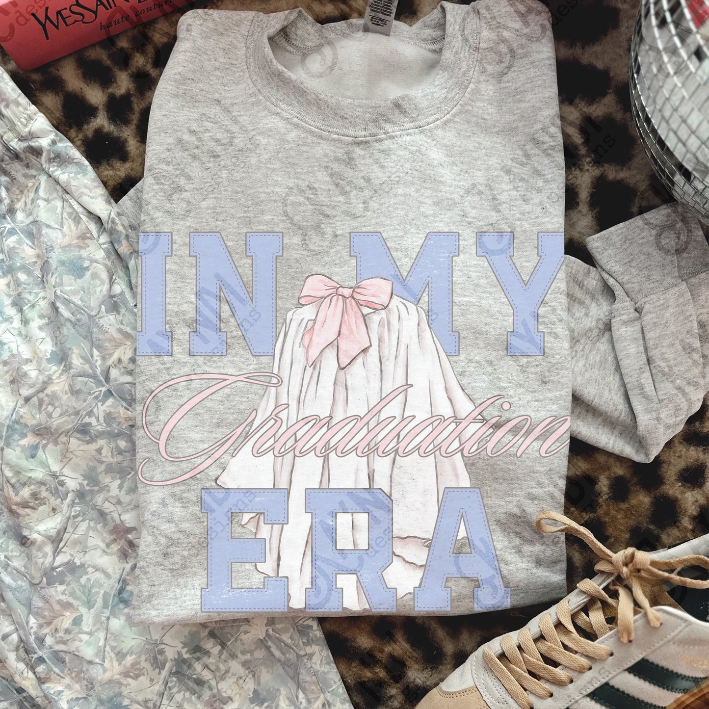 In my Graduation Era Sublimation Design PNG Digital Download 2026 Grad Gown Blue Pink Bow