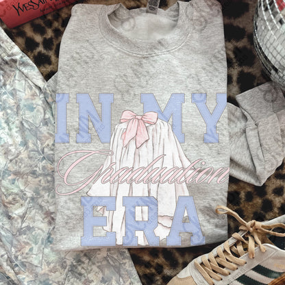 In my Graduation Era Sublimation Design PNG Digital Download 2026 Grad Gown Blue Pink Bow