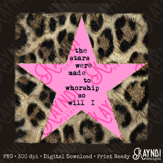 Leopard Pink Sublimation Design PNG Digital Download Stars Worship