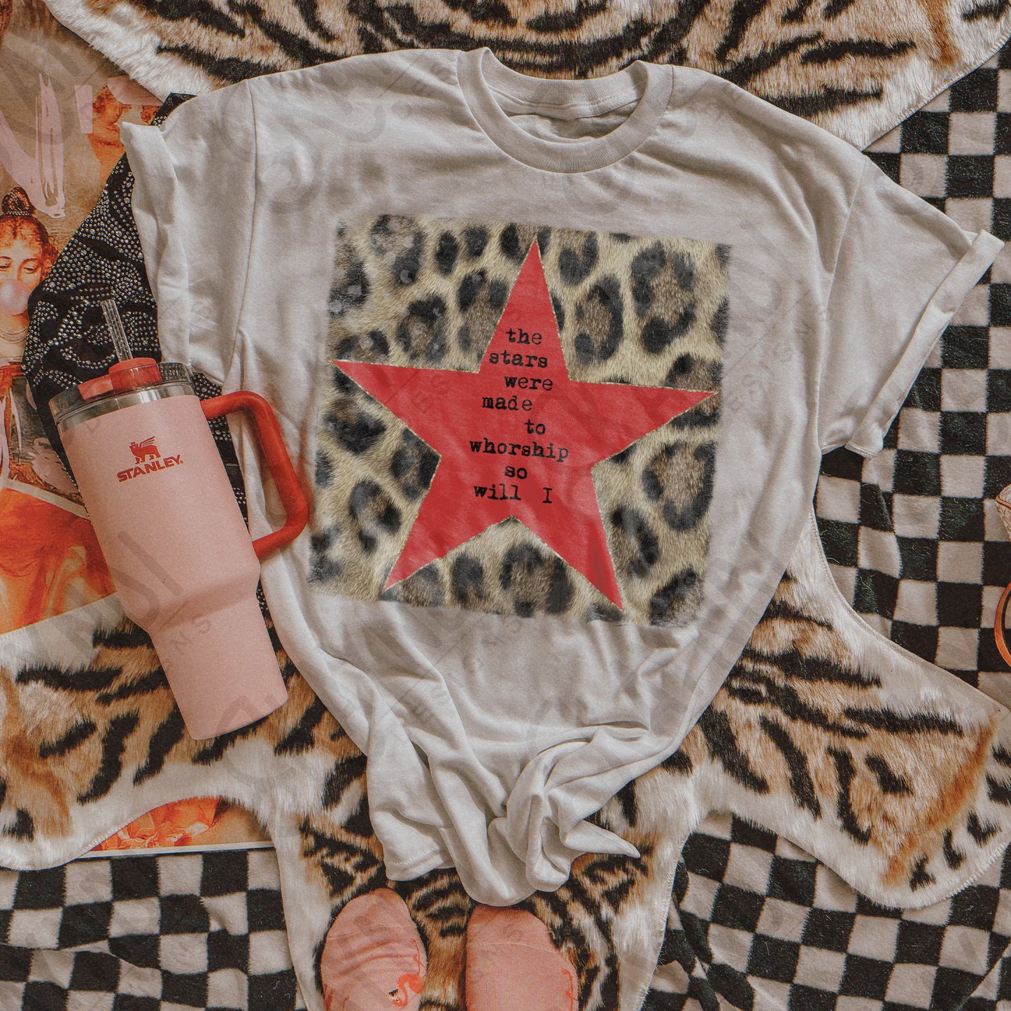 Leopard Red Sublimation Design PNG Digital Download Stars Worship