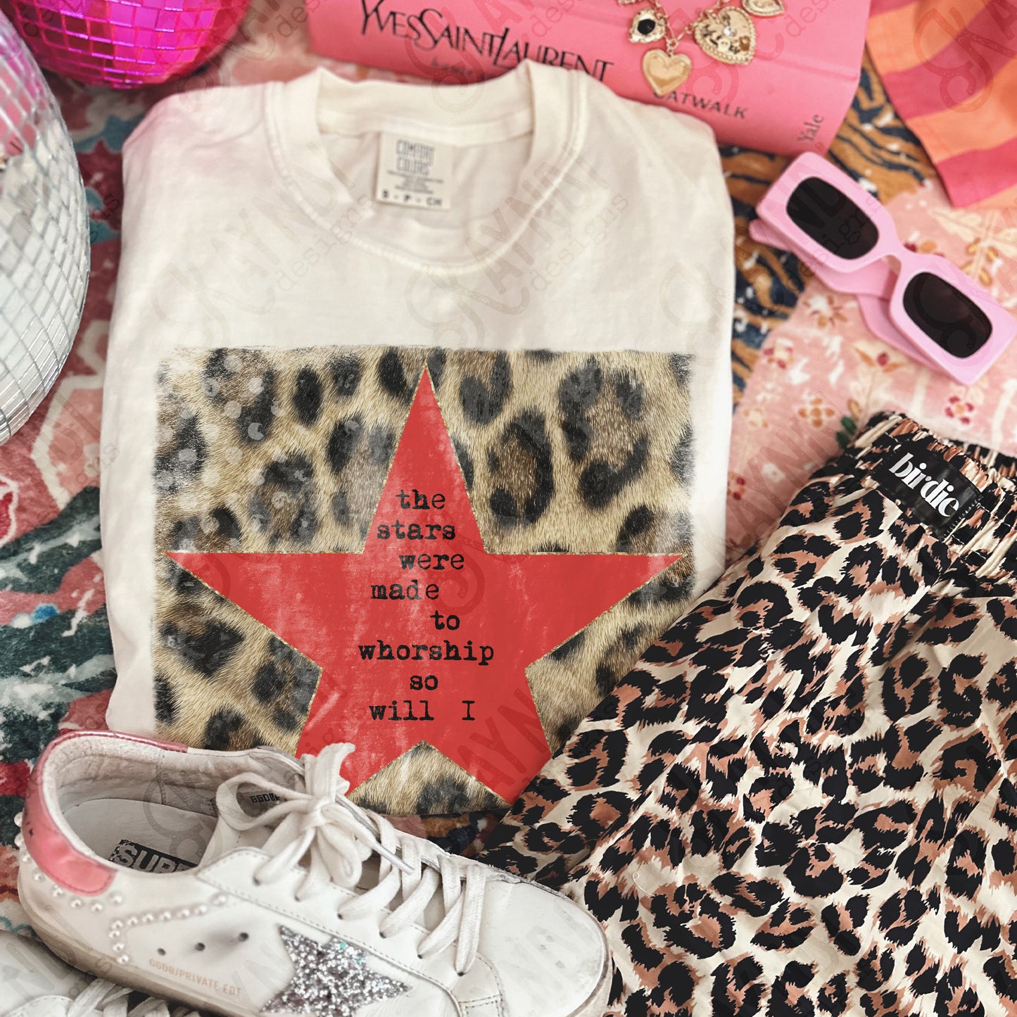 Leopard Red Sublimation Design PNG Digital Download Stars Worship