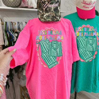 Less Drama More Pajama Sublimation Design PNG Digital Download Scalloped Green Stripe