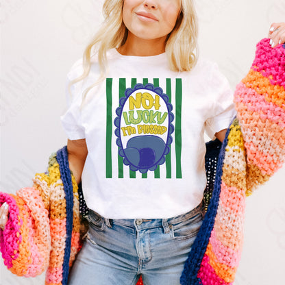 Not Lucky I'm Blessed Sublimation Design PNG Digital Download Blue Green Stripes Faith Horseshoe