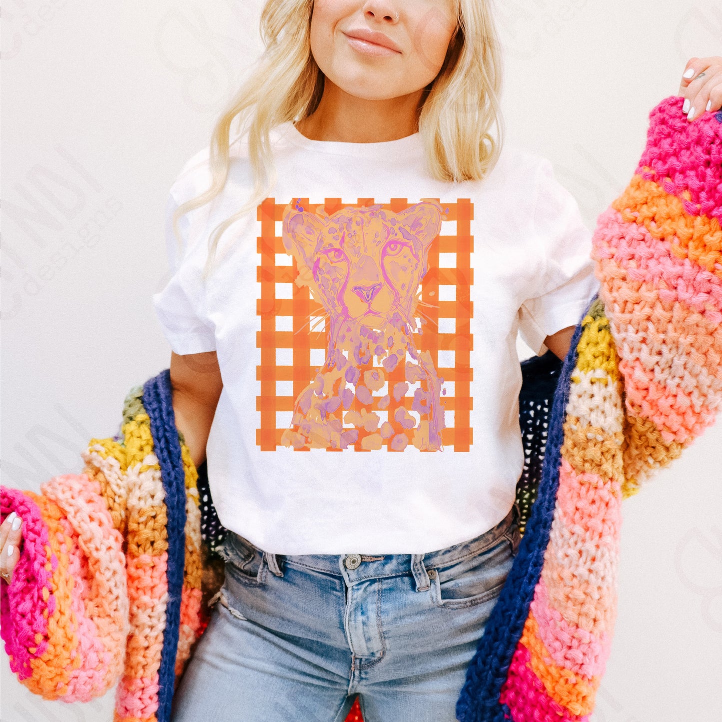 Pink Leopard Sublimation Design PNG Digital Download Plaid Preppy Orange