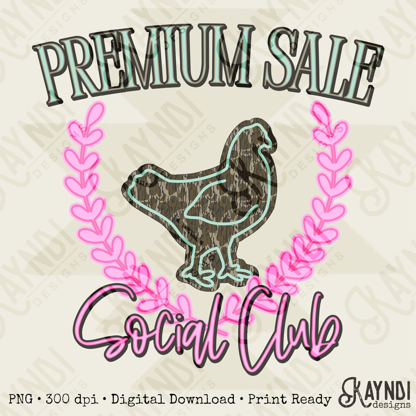 Premium Sale Social Club Chicken Camo Sublimation Design PNG Digital Download Pink Teal