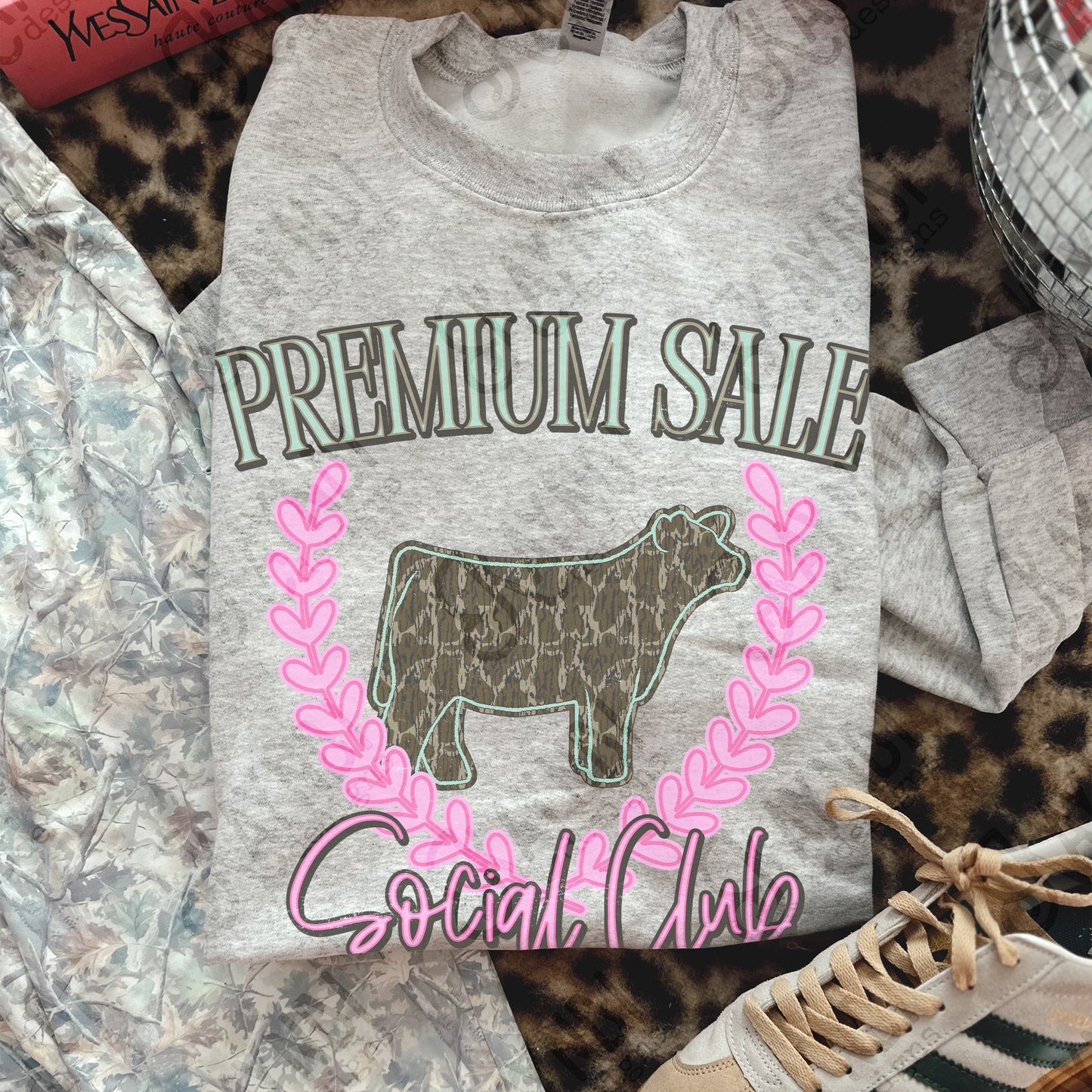 Premium Sale Social Club Cow Camo Sublimation Design PNG Digital Download Pink Teal