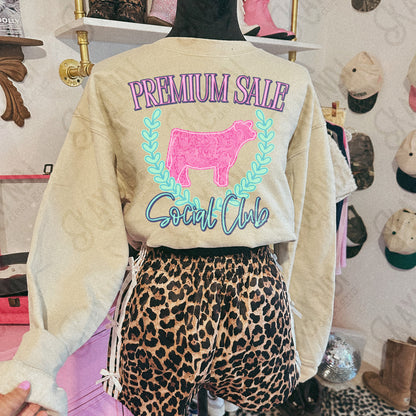 Premium Sale Social Club Cow Leather Sublimation Design PNG Digital Download Pink Teal