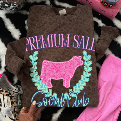 Premium Sale Social Club Cow Leather Sublimation Design PNG Digital Download Pink Teal