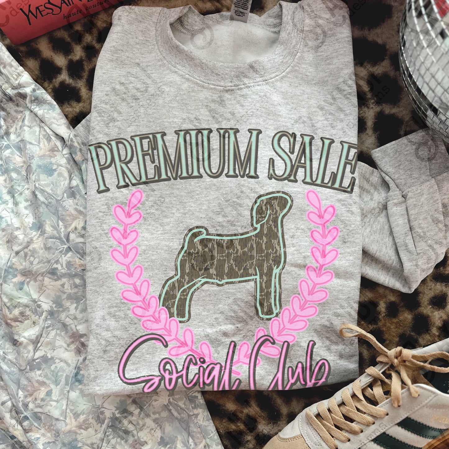 Premium Sale Social Club Goat Camo Sublimation Design PNG Digital Download Pink Teal