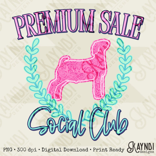 Premium Sale Social Club Goat Leather Sublimation Design PNG Digital Download Pink Teal