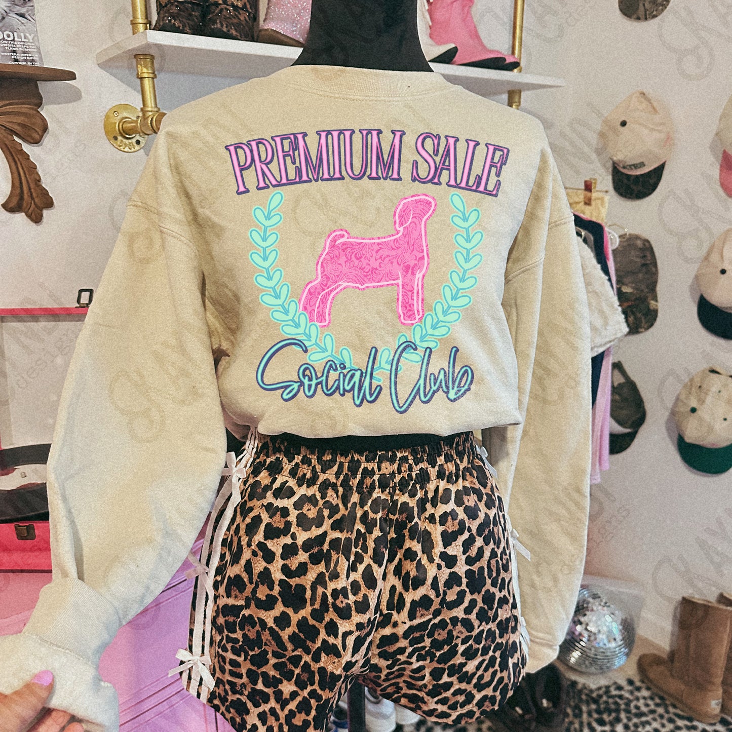 Premium Sale Social Club Goat Leather Sublimation Design PNG Digital Download Pink Teal