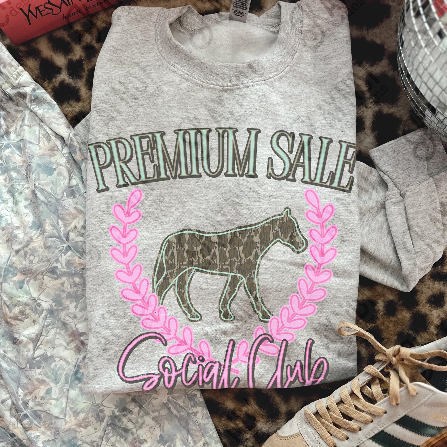 Premium Sale Social Club Horse Camo Sublimation Design PNG Digital Download Pink Teal
