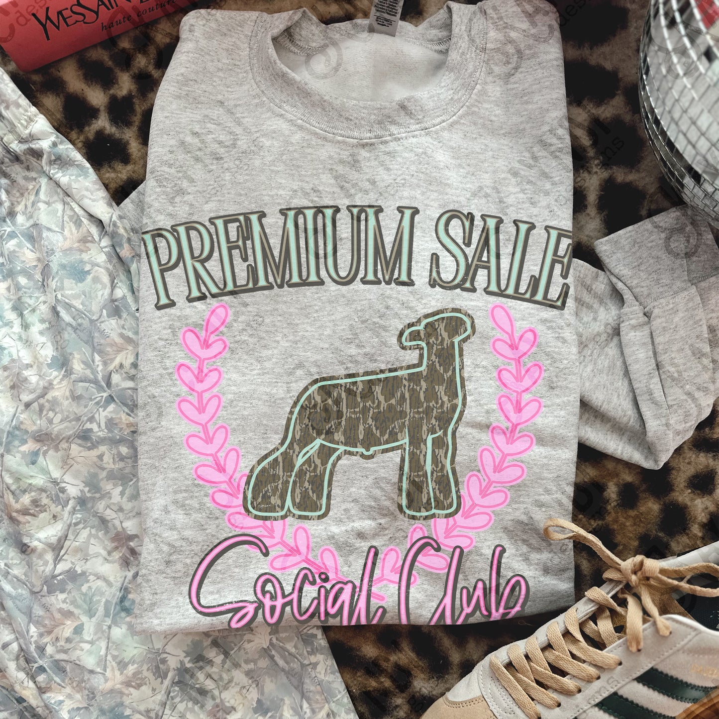 Premium Sale Social Club Lamb Camo Sublimation Design PNG Digital Download Pink Teal