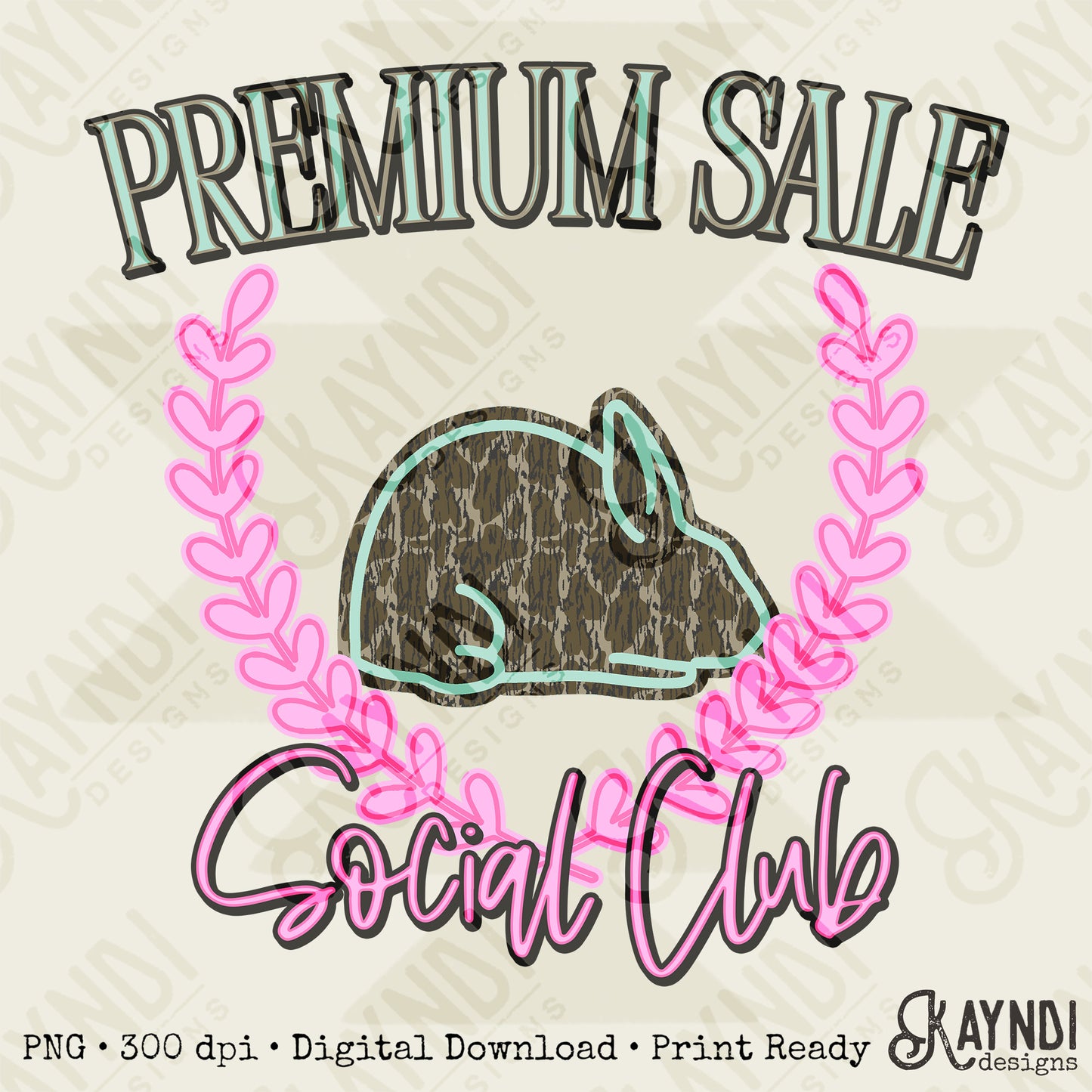 Premium Sale Social Club Rabbit Camo Sublimation Design PNG Digital Download Pink Teal