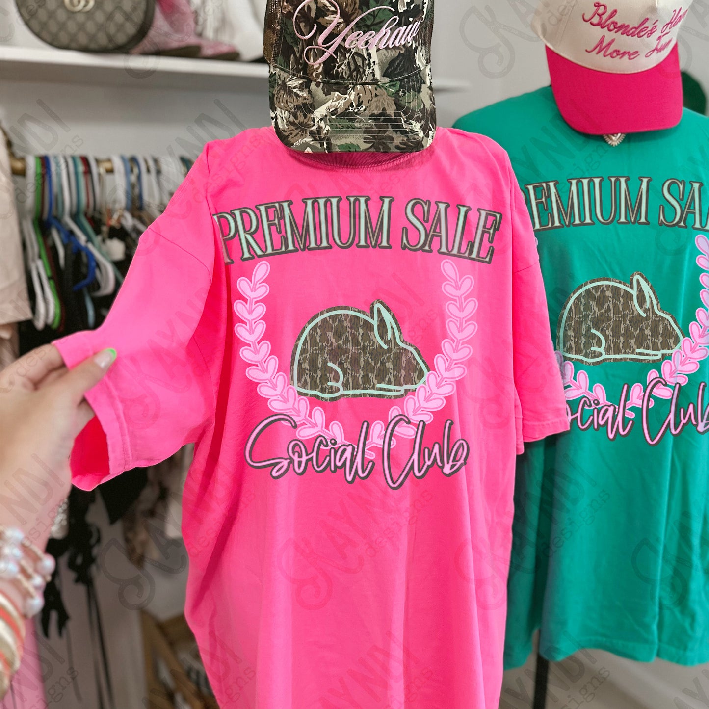 Premium Sale Social Club Rabbit Camo Sublimation Design PNG Digital Download Pink Teal