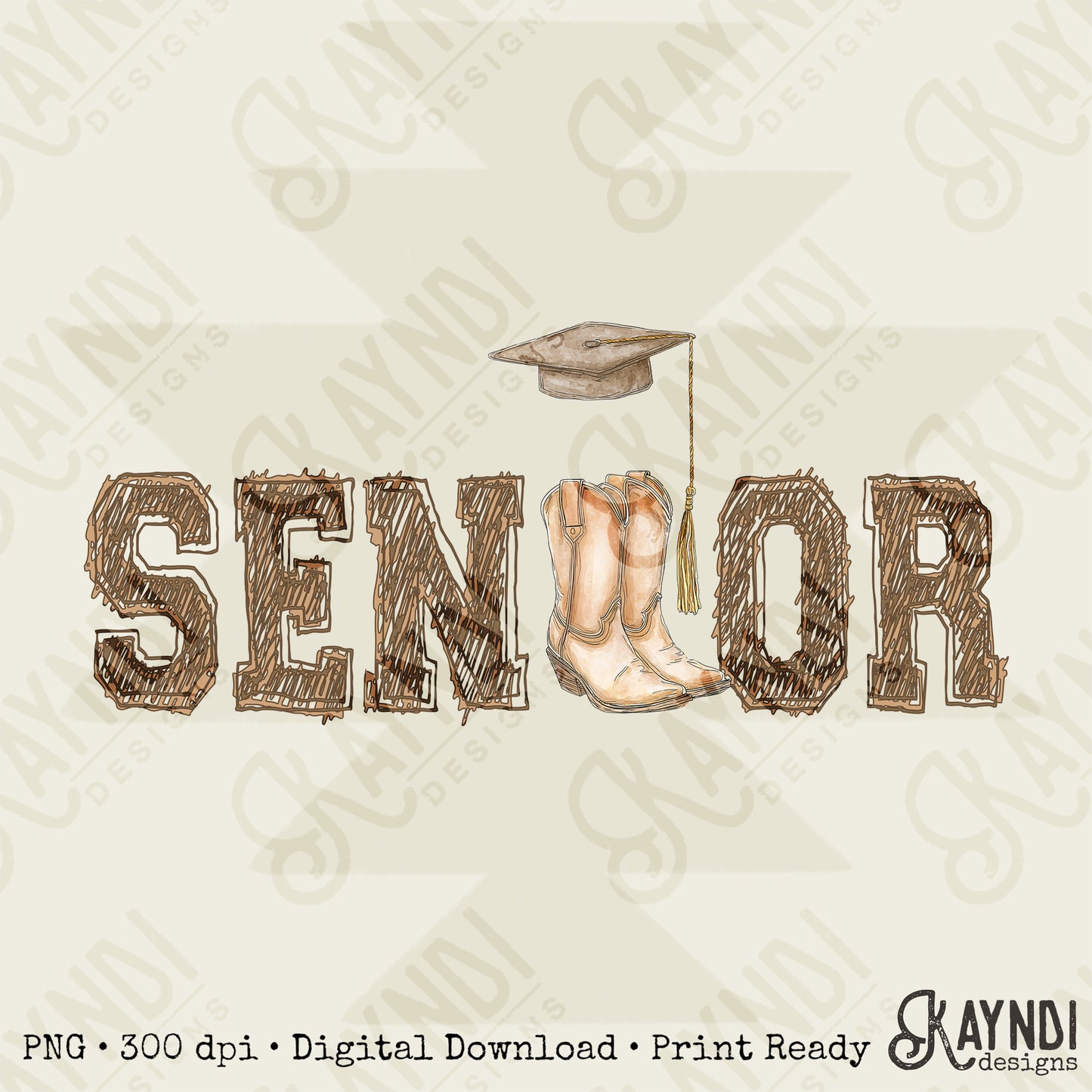 Senior Boots and Cap Sublimation Design PNG Digital Download Cowboy Country Graduation