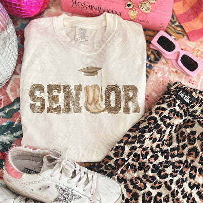 Senior Boots and Cap Sublimation Design PNG Digital Download Cowboy Country Graduation