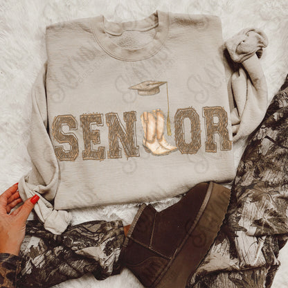 Senior Boots and Cap Sublimation Design PNG Digital Download Cowboy Country Graduation