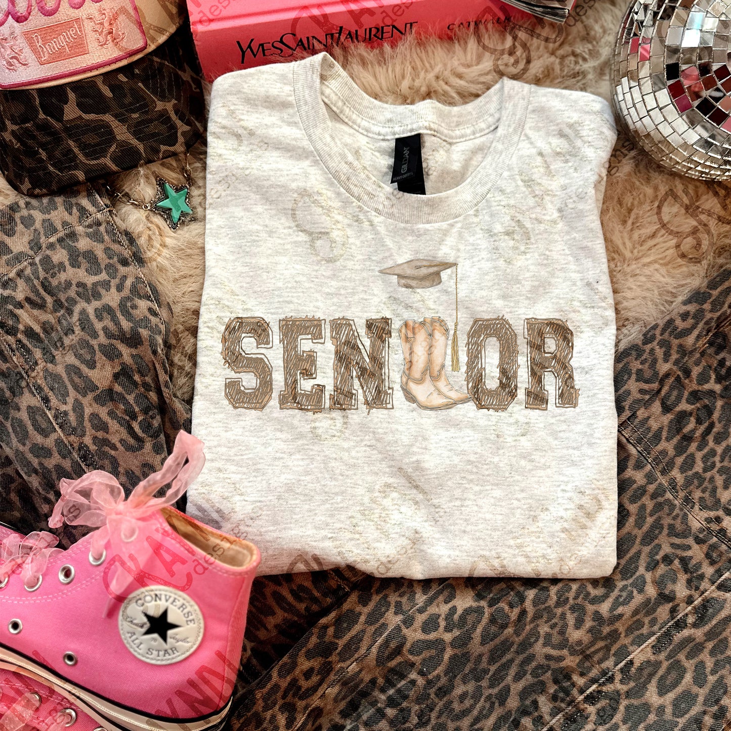 Senior Boots and Cap Sublimation Design PNG Digital Download Cowboy Country Graduation