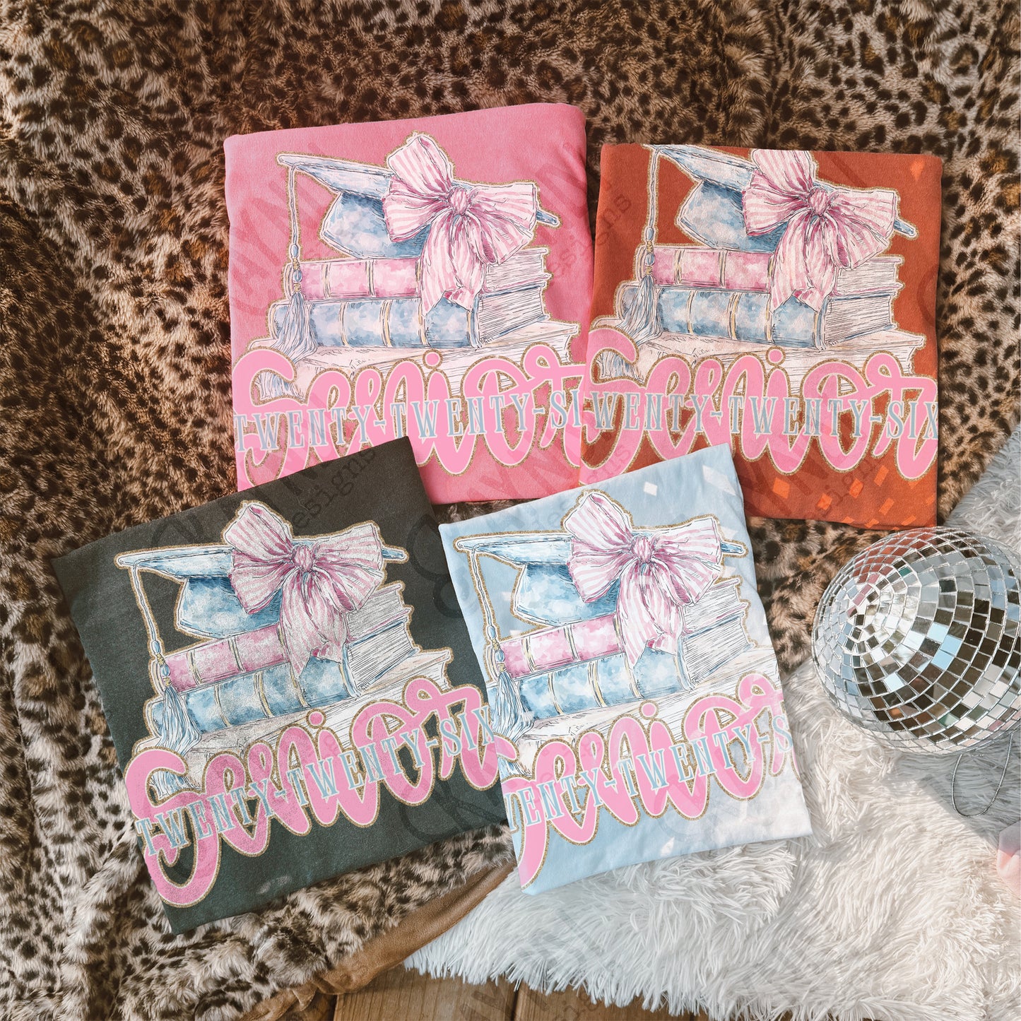 Senior Twenty-Twenty-Six Sublimation Design PNG Digital Download Pink Blue Preppy Books Bow Graduation