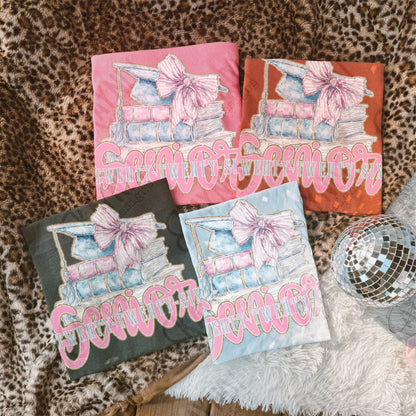Senior Twenty-Twenty-Six Sublimation Design PNG Digital Download Pink Blue Preppy Books Bow Graduation