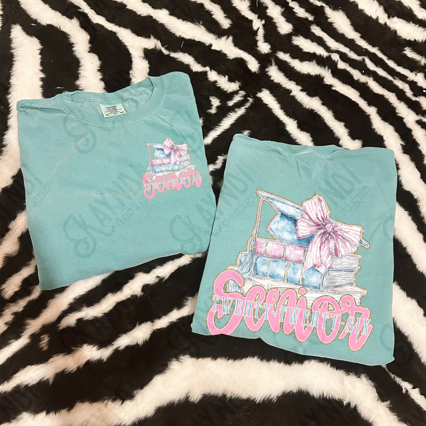 Senior Twenty-Twenty-Six Sublimation Design PNG Digital Download Pink Blue Preppy Books Bow Graduation