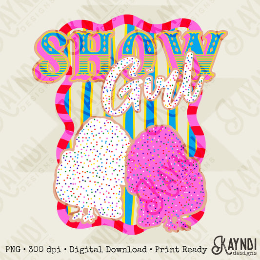 Show Girl Turkey Sublimation Design PNG Digital Download Pink Blue Stripe