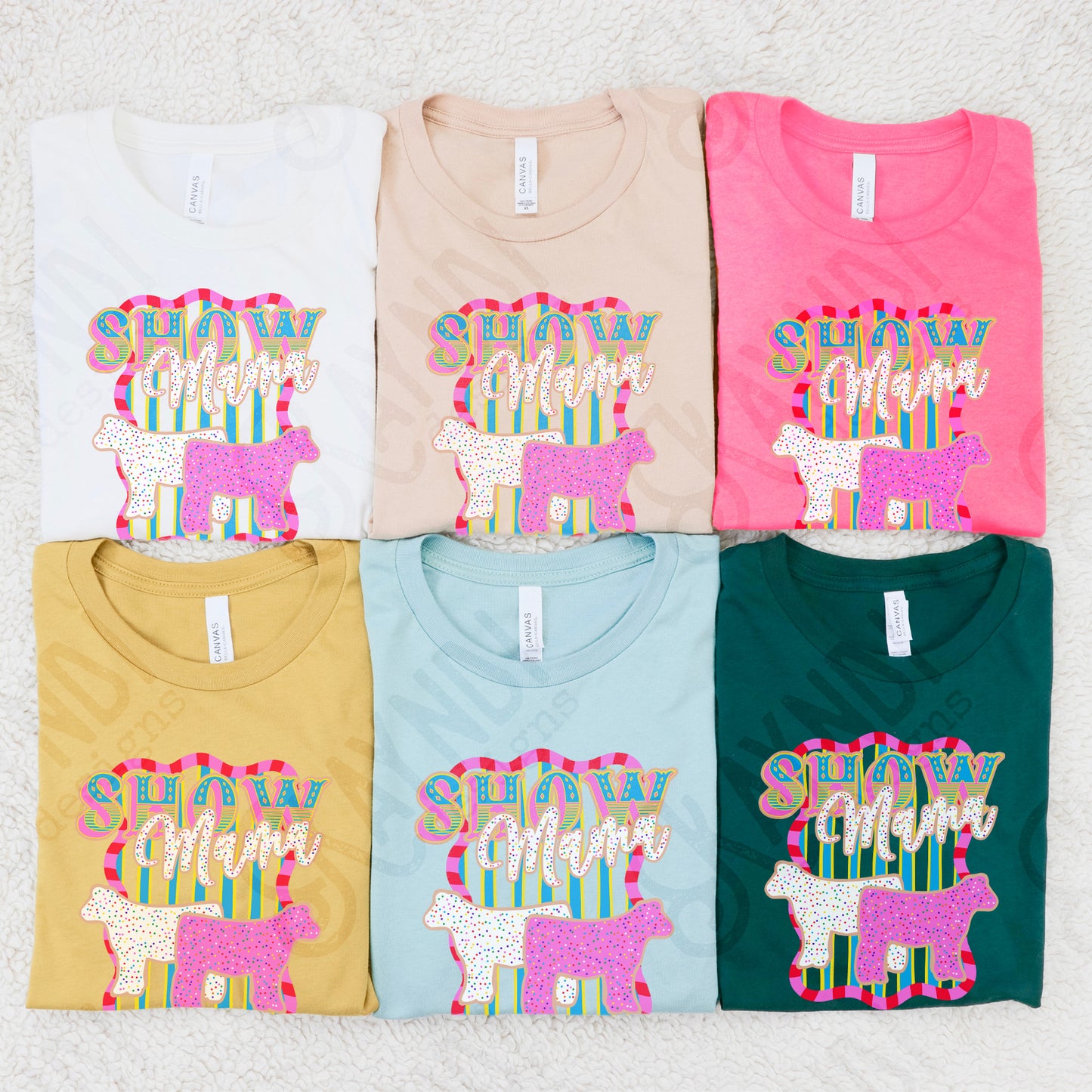 Show Mama Cow Sublimation Design PNG Digital Download Pink Stripe