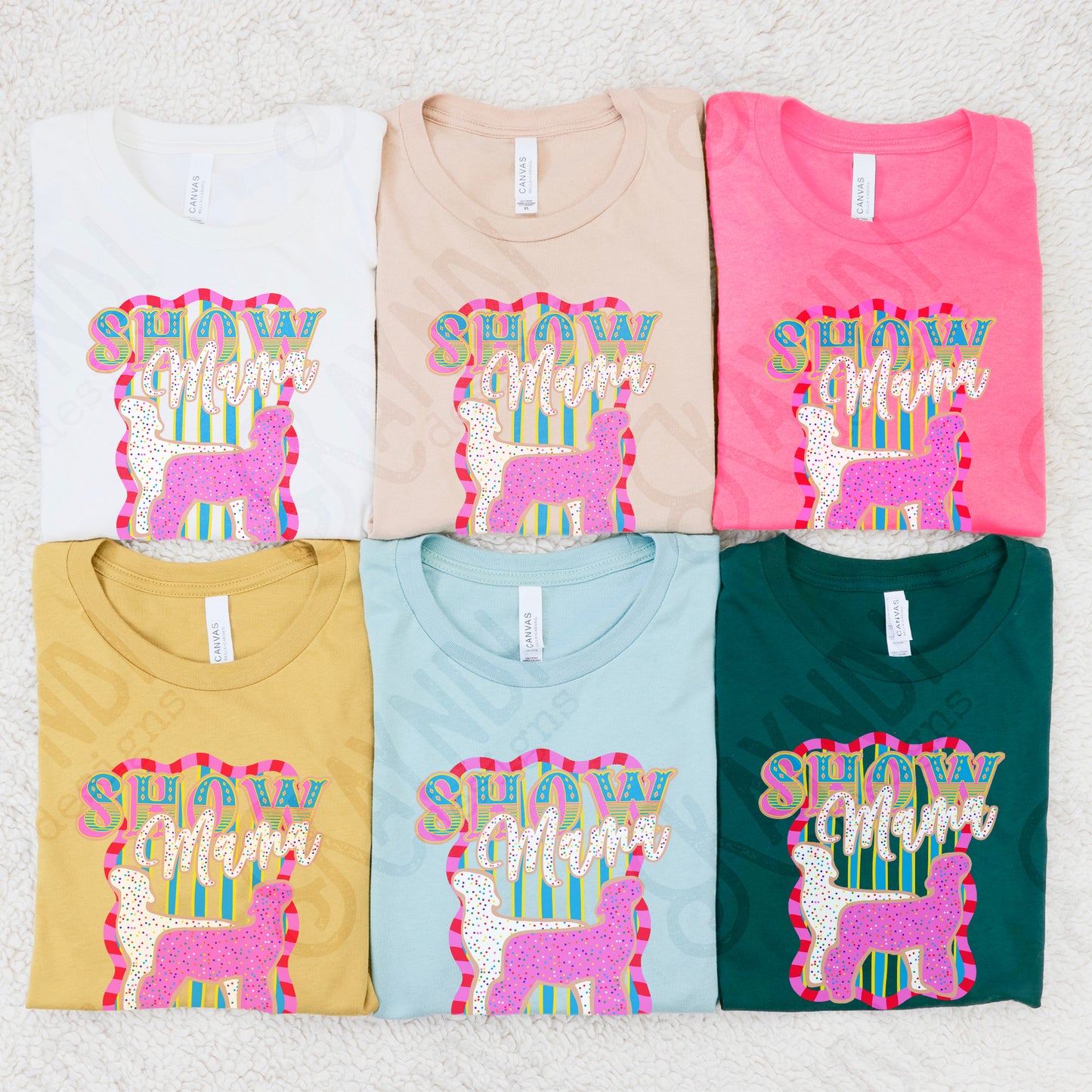 Show Mama Lamb Sublimation Design PNG Digital Download Pink Blue Stripe