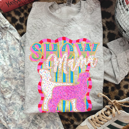 Show Mama Lamb Sublimation Design PNG Digital Download Pink Blue Stripe