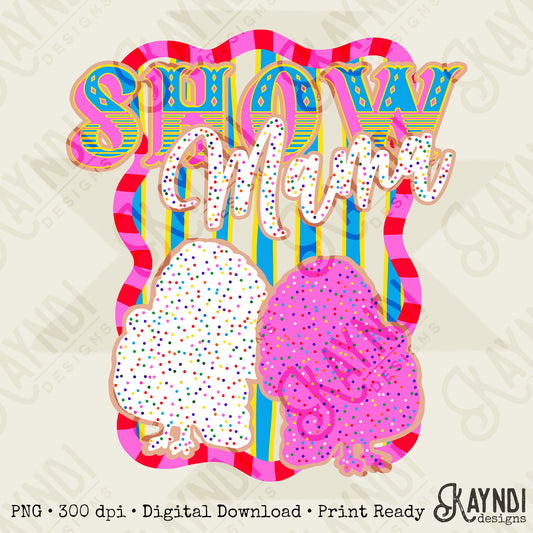Show Mama Turkey Sublimation Design PNG Digital Download Pink Blue Stripe