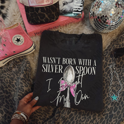 Silver Spoon I Bought My Own White Sublimation Design PNG Digital Download Pink Bow