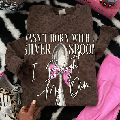 Silver Spoon I Bought My Own White Sublimation Design PNG Digital Download Pink Bow