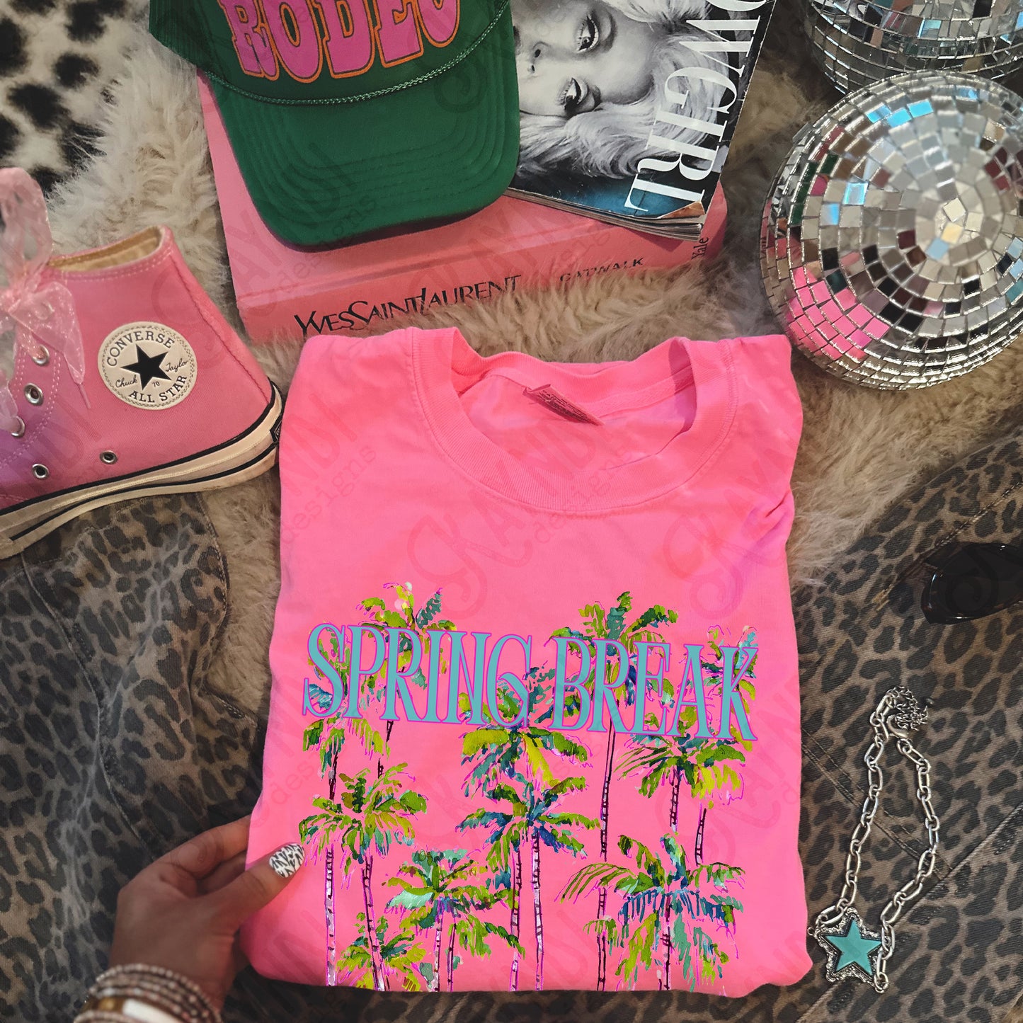 Spring Break Sublimation Design PNG Digital Download Colorful Palm Trees Preppy