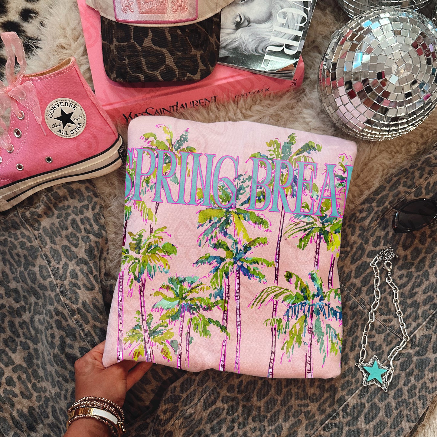 Spring Break Sublimation Design PNG Digital Download Colorful Palm Trees Preppy