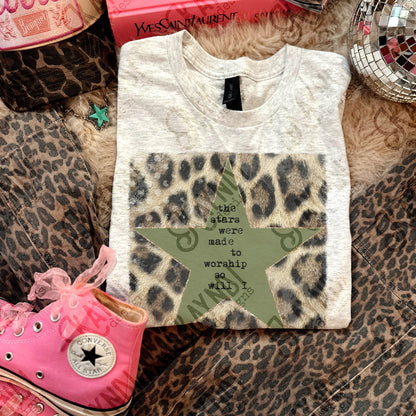 Leopard Green Sublimation Design PNG Digital Download Stars Worship