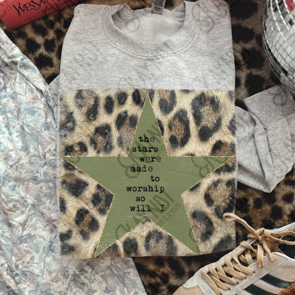 Leopard Green Sublimation Design PNG Digital Download Stars Worship