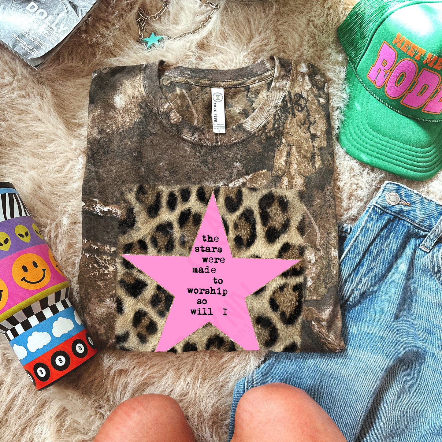 Leopard Pink Sublimation Design PNG Digital Download Stars Worship