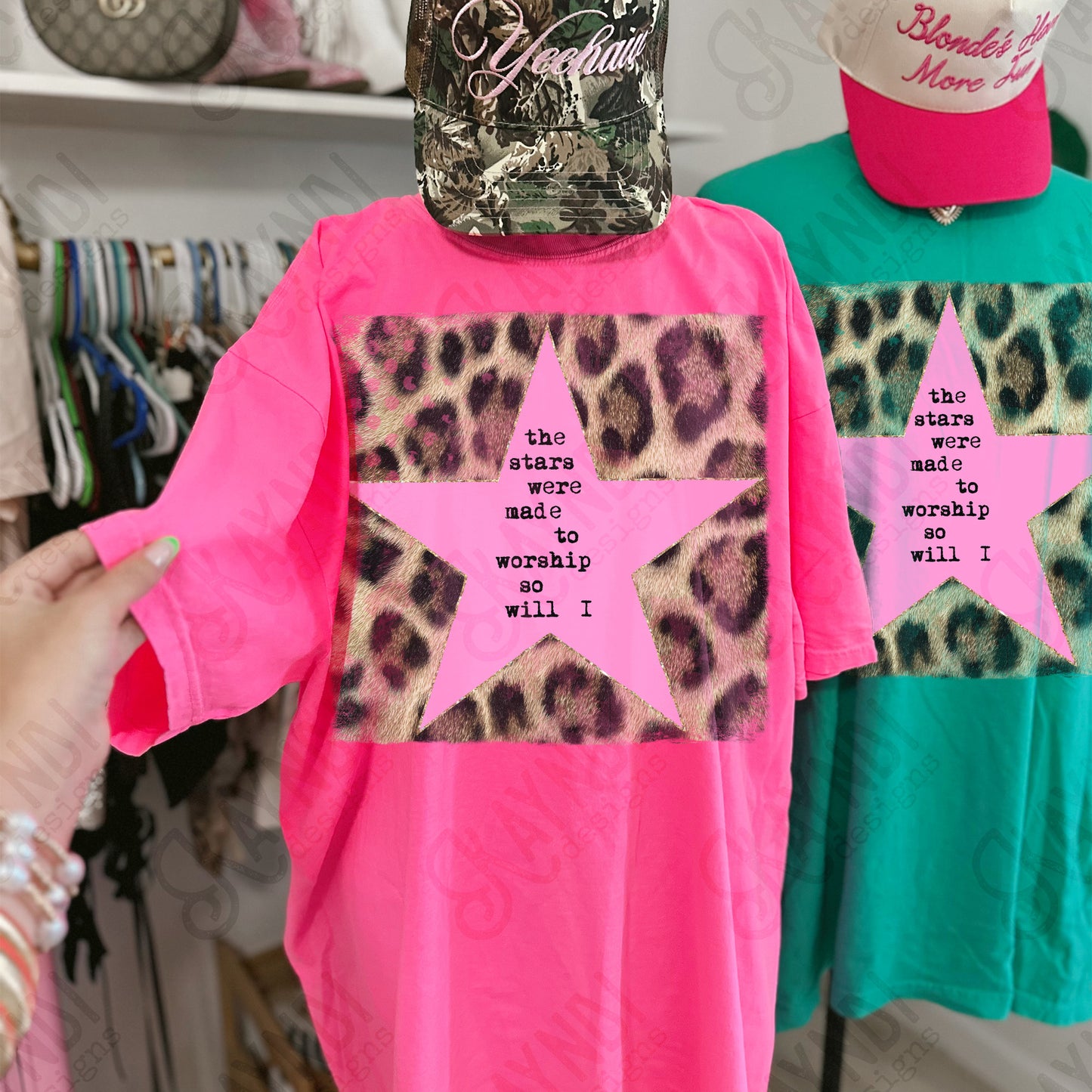 Leopard Pink Sublimation Design PNG Digital Download Stars Worship