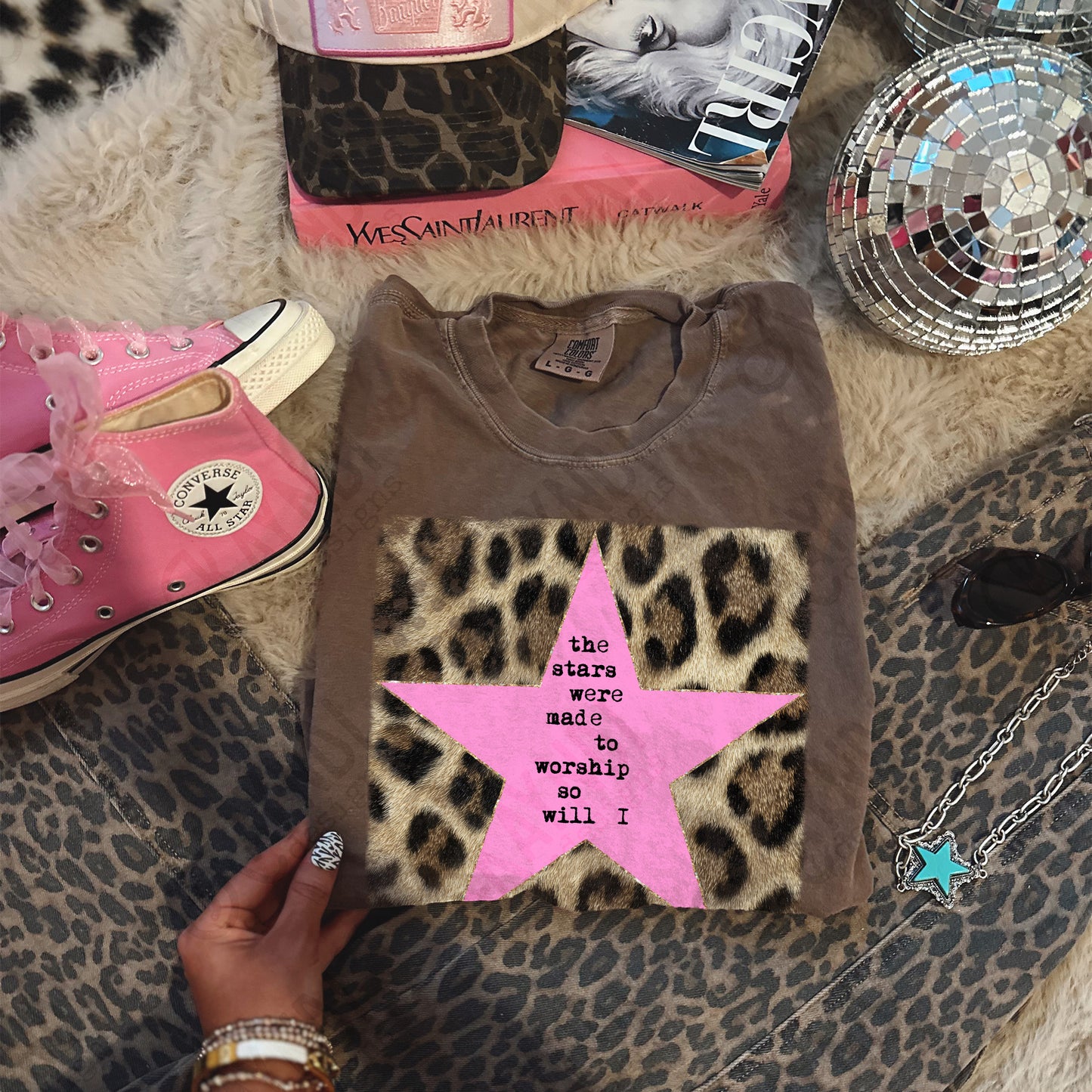 Leopard Pink Sublimation Design PNG Digital Download Stars Worship