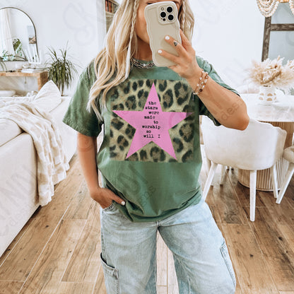 Leopard Pink Sublimation Design PNG Digital Download Stars Worship