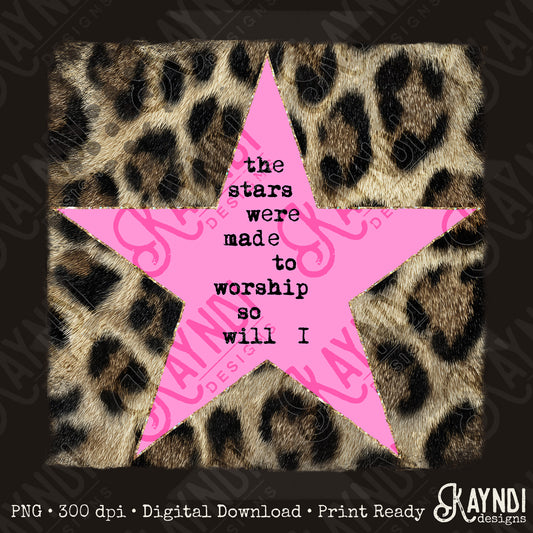Leopard Pink Sublimation Design PNG Digital Download Stars Worship